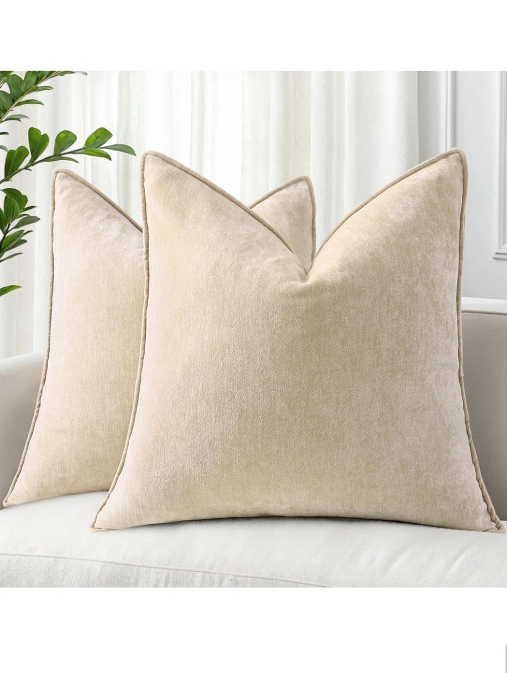 NEW! Set Of 2 Velvety Plush  Chenile Throw Pillow Covers